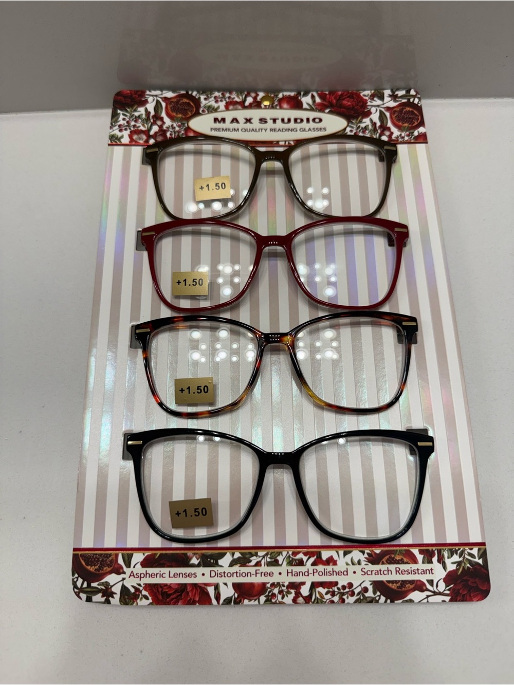 Max Studio Women's Reading Glasses - Black, Tortoise, Red, Brown + 1,5. NWT